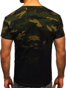 Herr Camo T-shirt med tryck Kaki Bolf S808