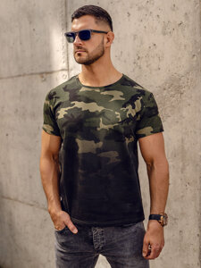 Herr Camo T-shirt med tryck Khaki Bolf S808A1