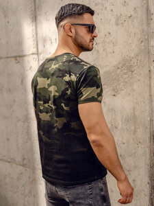 Herr Camo T-shirt med tryck Khaki Bolf S808A1