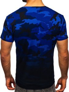 Herr Camo T-shirt med tryck Marinblå Bolf S808