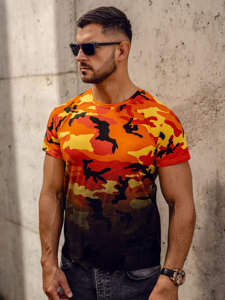 Herr Camo T-shirt med tryck Orange Bolf S808A1