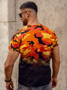 Herr Camo T-shirt med tryck Orange Bolf S808A1