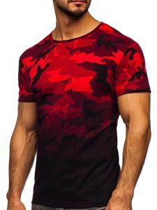 Herr Camo T-shirt med tryck Röd Bolf S808