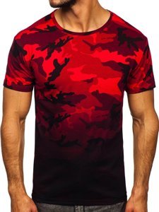 Herr Camo T-shirt med tryck Röd Bolf S808