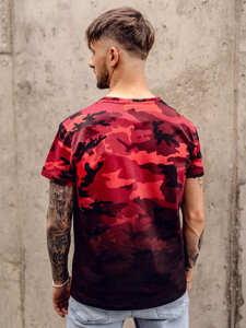 Herr Camo T-shirt med tryck Röd Bolf S808A1