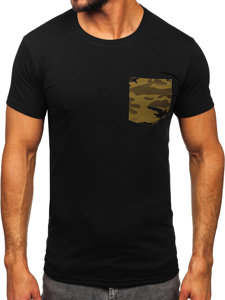 Herr Camo T-shirt med tryck med ficka Svart-Grön Bolf 8T85