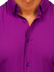 Herr Elegant Långärmad Skjorta Violett Bolf 5821-1