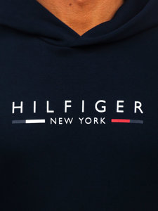 Herr Huvtröja med känguruficka och tryck Marinblå Tommy Hilfiger MW0MW29301