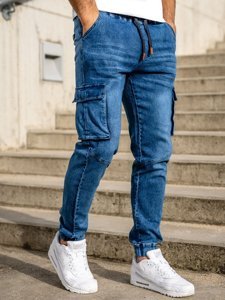 Herr Jeans-Cargojoggers Marinblå Bolf HY893