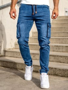 Herr Jeans-Cargojoggers Marinblå Bolf HY893