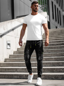 Herr Jeans-Cargojoggers Svart Bolf KA9581