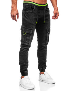 Herr Jeans-Cargojoggers Svart Bolf KA9581