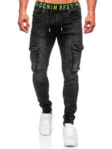 Herr Jeans-Cargojoggers Svart Bolf KA9582