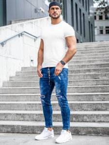 Herr Jeans Regular Fit Marinblå Bolf TF092