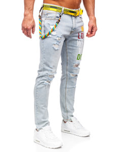 Herr Jeans Slim Fit med bälte Blå Bolf KX1151