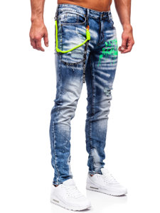 Herr Jeans Slim Fit med hängslen Marinblå Bolf E7853