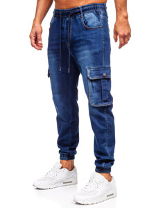 Herr Jeans cargo-joggers Marinblå Bolf 8166