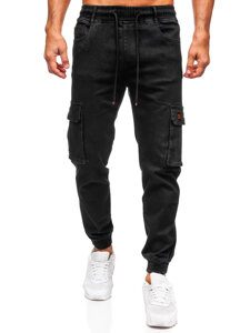 Herr Jeans cargo-joggers Svart Bolf 8165