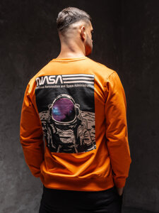 Herr Sweatshirt med tryck Orange Bolf 6476A1