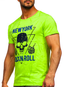 Herr T-shirt med tryck Grön-Neon Bolf Y70030