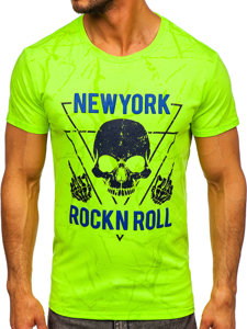 Herr T-shirt med tryck Grön-Neon Bolf Y70030