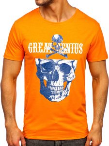 Herr T-shirt med tryck Orange Bolf Y70005