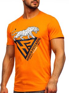 Herr T-shirt med tryck Orange Y70013