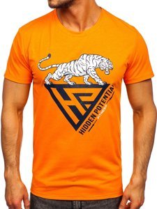 Herr T-shirt med tryck Orange Y70013