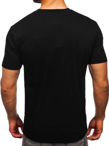 Herr T-shirt med tryck Svart Bolf 0202