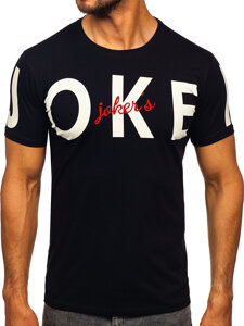 Herr T-shirt med tryck Svart Bolf M195