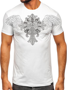 Herr T-shirt med tryck with Sequins Vit Bolf MT3037