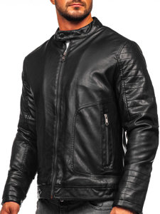 Herr Varm Skinnjacka Bikermodell Svart Bolf 92531